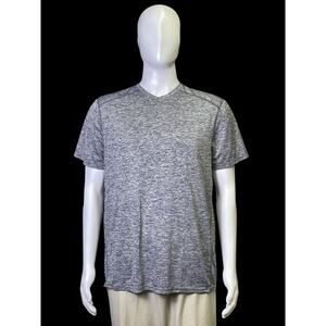 Russell Dri-Power 360 Gray V-Neck Short Sleeve Athletic Shirt Men's Size Large
